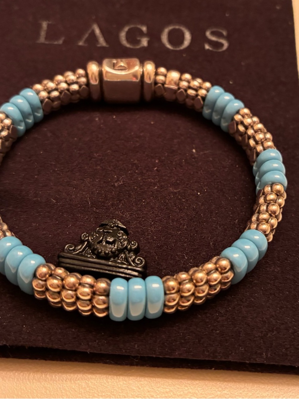 LAGOS Turquoise and Silver Beaded Bracelet